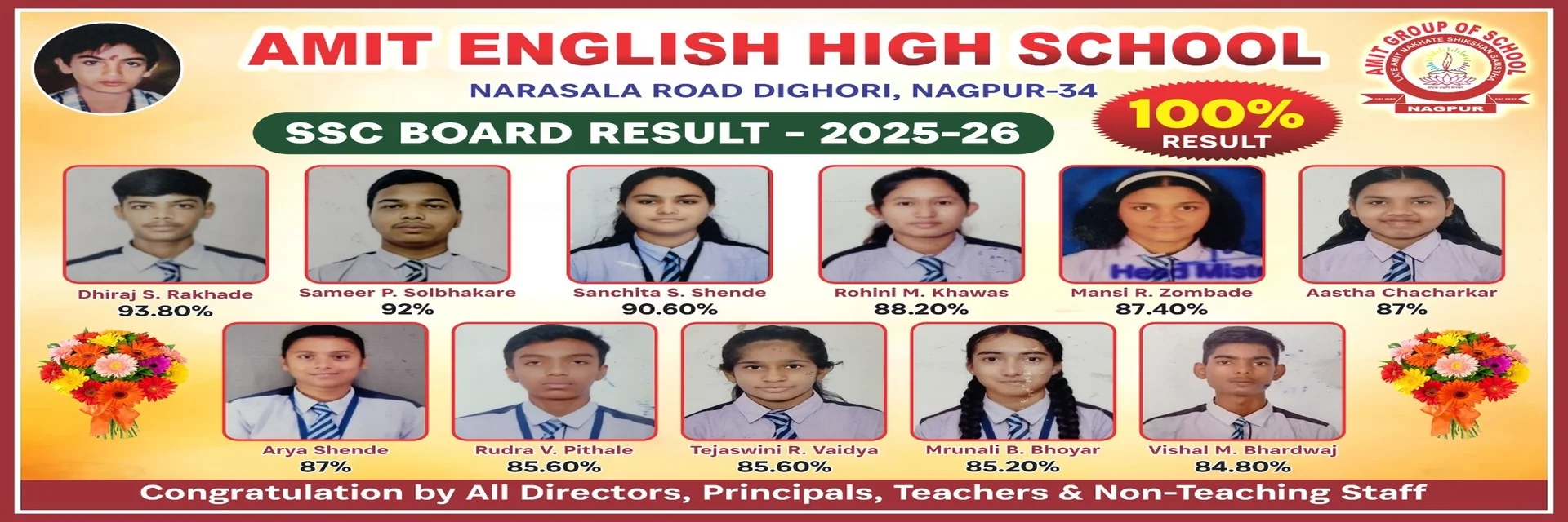 SSC Board Result 2025-26 — Amit English High School Toppers
